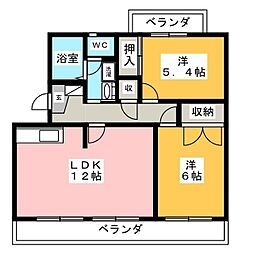 ソレアードみのる 2LDKの間取図画像