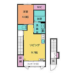 昴ノース 2階1LDKの間取り