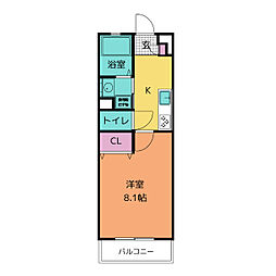 コリーナ　ルミノーザ 3階1Kの間取り