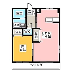 リヴァージュB 1LDKの間取図画像