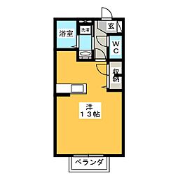 シャーメゾン泉 1階ワンルームの間取り