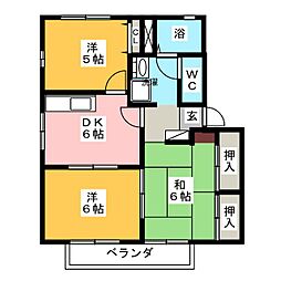 ウィステリア東宮 Ｃ 1階3DKの間取り