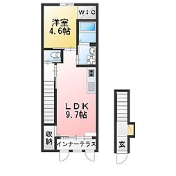 クルール 207 2階1LDKの間取り