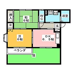 グランデージ小田渕A 2DKの間取図画像