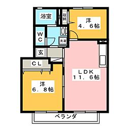 プチメゾンベル・プレ 2LDKの間取図画像