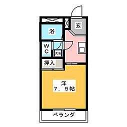 メゾンエーデルワイス 1Kの間取図画像