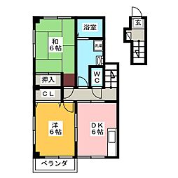 ハイステージ上宿 2DKの間取図画像