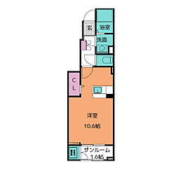 ベル クロッシュ ワンルームの間取図画像
