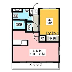 ベルファイブN 1LDKの間取図画像