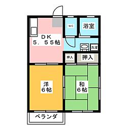 スカイメゾン元町A 2DKの間取図画像