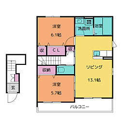 セレーノB 2LDKの間取図画像