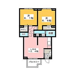 ボヌール伊奈高蔵館 2LDKの間取図画像