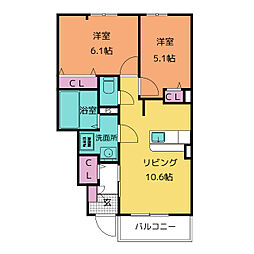 リグリア 2LDKの間取図画像