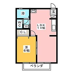近田ハイツ 1LDKの間取図画像