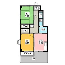 ハイステージソラルA 2DKの間取図画像