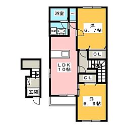 サンライトビュー 2LDKの間取図画像