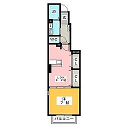 フラン・ディーアA 1DKの間取図画像