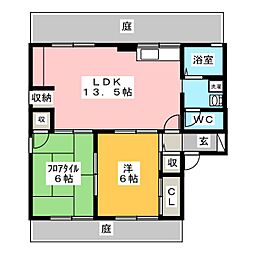 セジュール西小坂井C 2LDKの間取図画像