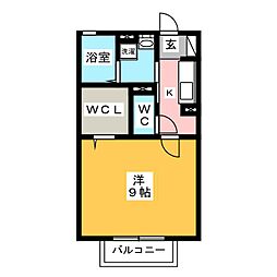 レセンテ一宮 1Kの間取図画像