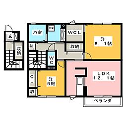 レストルージュ泉 2LDKの間取図画像