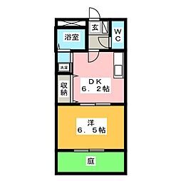 エバーガーデン大堀 1DKの間取図画像