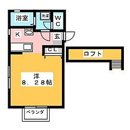 ウラノス 1Kの間取図画像