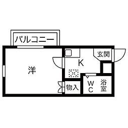 RX豊田 1Kの間取図画像