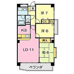 フロム　エミコ 3階3LDKの間取り