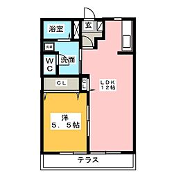 コーポ天道II 1階1LDKの間取り