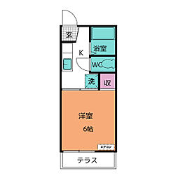 フォーブル村瀬 1階1Kの間取り