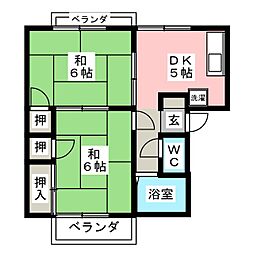 ハイツ太田Ａ 2階2DKの間取り