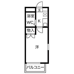 RX豊田 1Kの間取図画像
