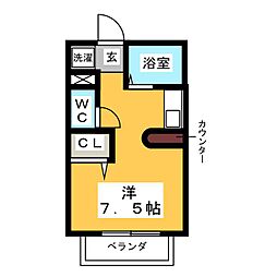 パステル朝日 ワンルームの間取図画像