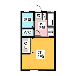 シティハイムアオキ 1Kの間取図画像