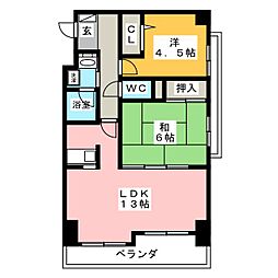ファーストステージ陣中公園・壱番館 2LDKの間取図画像