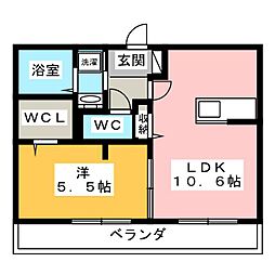 ヴィラシオン瀬川 1LDKの間取図画像