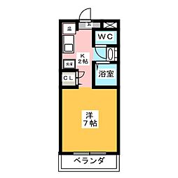 サンライズ中原 1Kの間取図画像