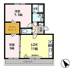 メゾン秋葉山 1LDKの間取図画像