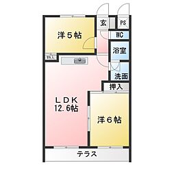 レイクヒルズ 3DKの間取図画像