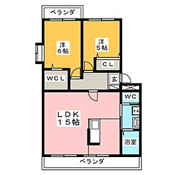 サンライズマンション堀 2LDKの間取図画像