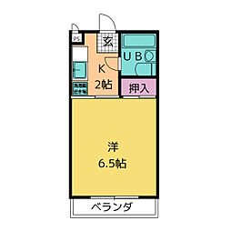 リバーサイド山五 1Kの間取図画像