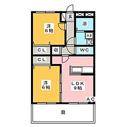 サンティークカメツタ2 2LDKの間取図画像