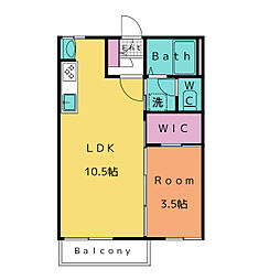 ゼクス碧南　Ａ 2階1LDKの間取り