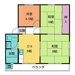 サンビラ住吉 4階3DKの間取り