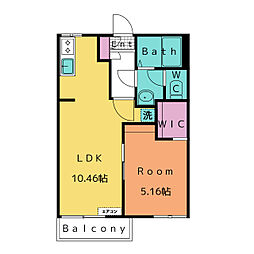 ゼクス碧南　Ａ 2階1LDKの間取り