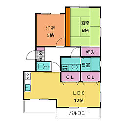 ハイツ幸 2LDKの間取図画像