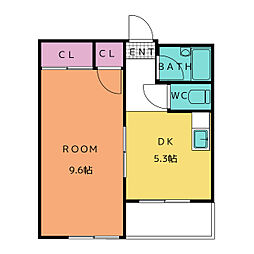 グリーンバード2 1DKの間取図画像