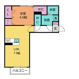 ティアレ 2階1LDKの間取り