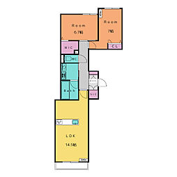 フロラシオン 2階2LDKの間取り
