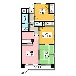 フェリス二本木 5階3LDKの間取り